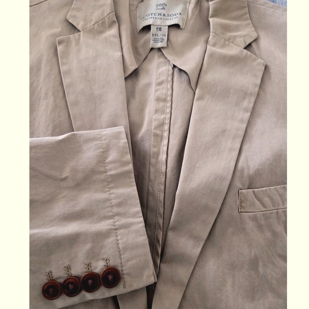 Scotch & Soda Tan Khaki Cotton Tailor-Made Blazer Jacket Sport Coat Mens XXL